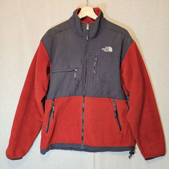 THE NORTH FACE Mens Denali Jacket v0100062 Polartec Fleece Full Zip Red Grey S - Picture 1 of 11